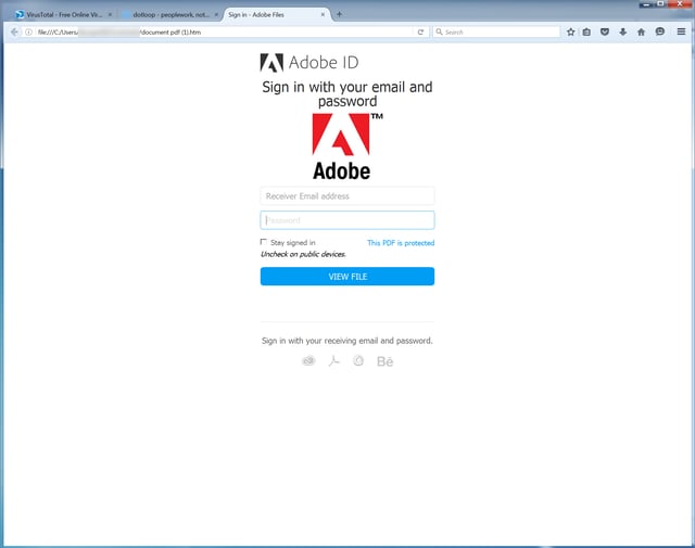 Fake Adobe Login