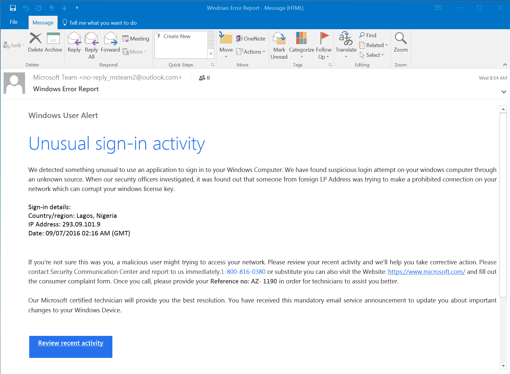 microsoft unusual activity email microsoft unusual activity email