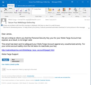 LinkedIn Email Phish Screenshot